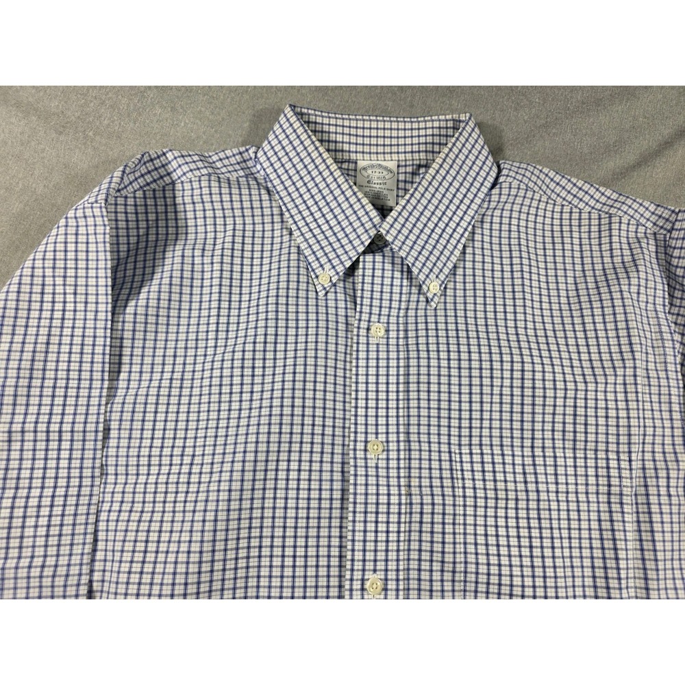 Brooks Brothers Classic Non-Iron The Original Polo Shirt 17-33 Blue White Check